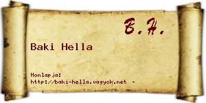 Baki Hella névjegykártya